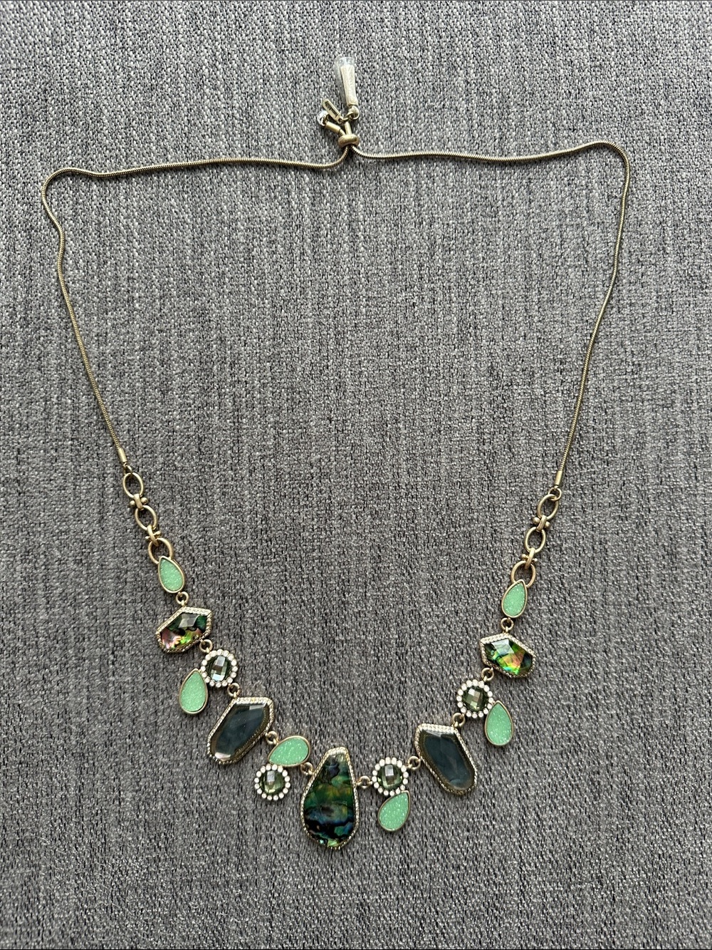 Kendra Scott Gold-Tone Necklace with Green and Teal Stones